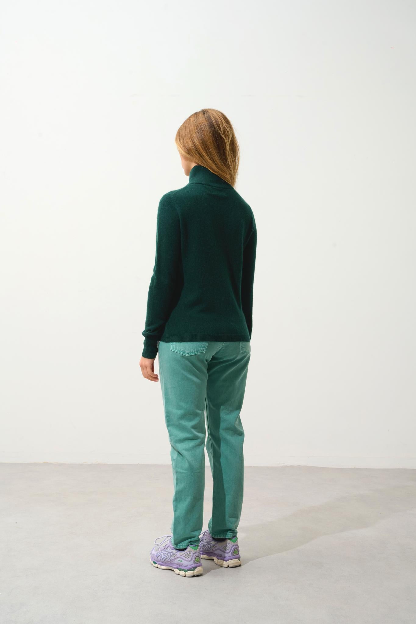 EILEEN pull col roulé cyprès 100% cachemire