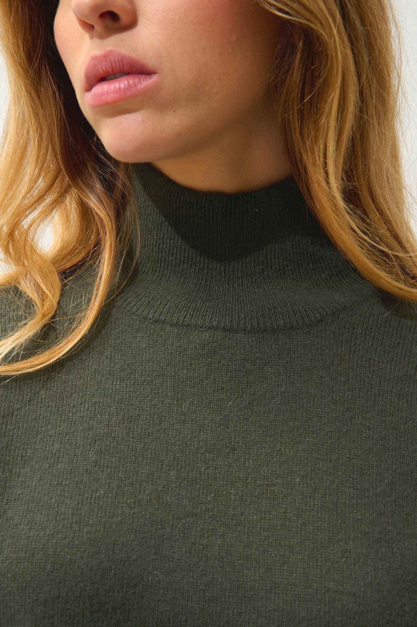 EILEEN Rollkragenpullover khaki 100% Kaschmir