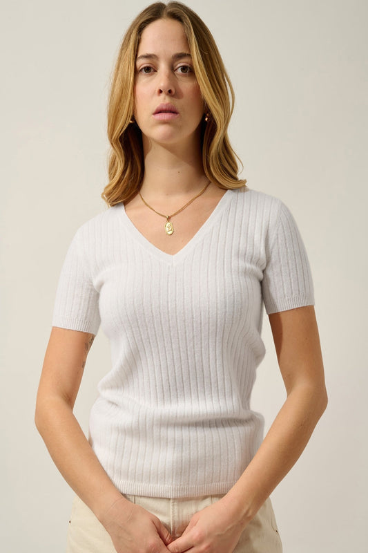 eira t-shirt col v neige 100% cachemire