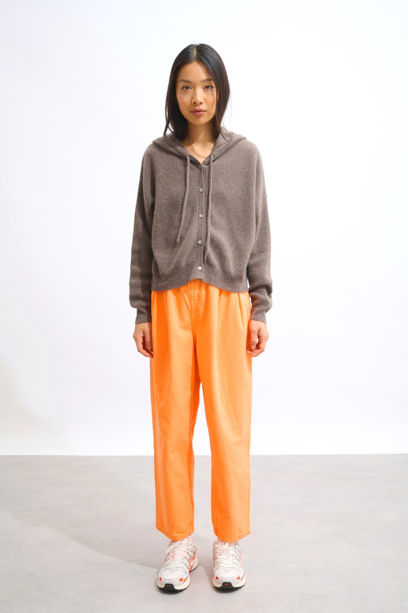 elara cardigan capuche taupe chiné 100% cachemire