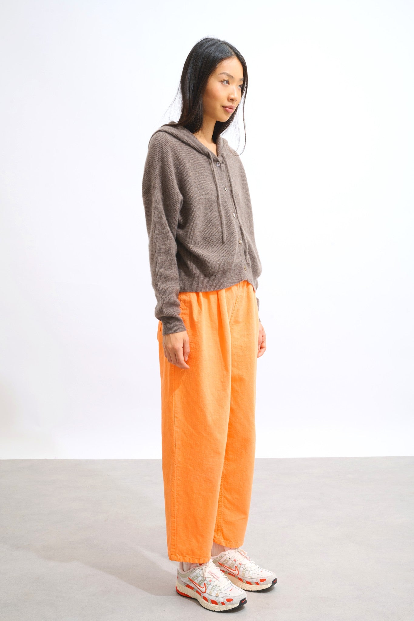 elara cardigan capuche taupe chiné 100% cachemire