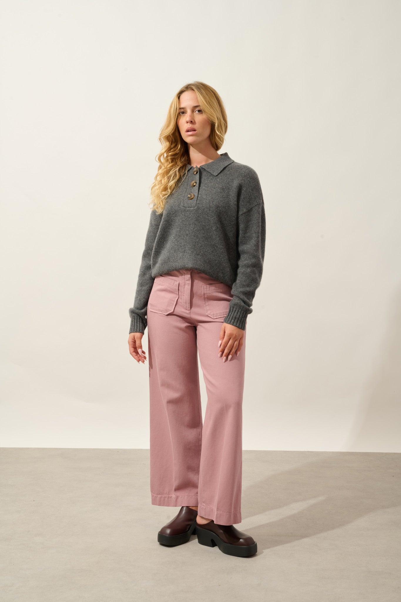 ela polo 6 fils anthracite chiné 100% cachemire