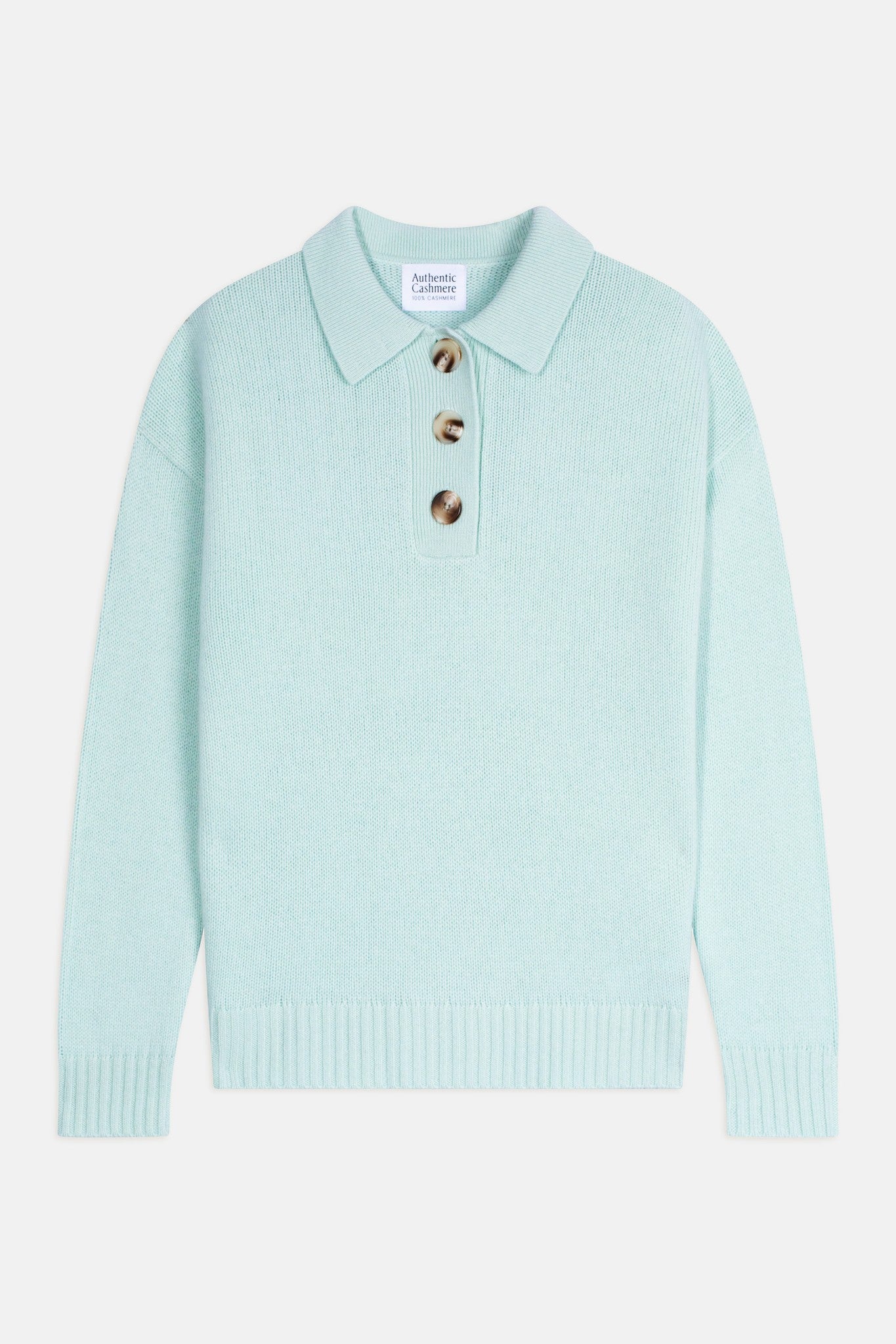 ela polo 6 fils vert lagon 100% cachemire