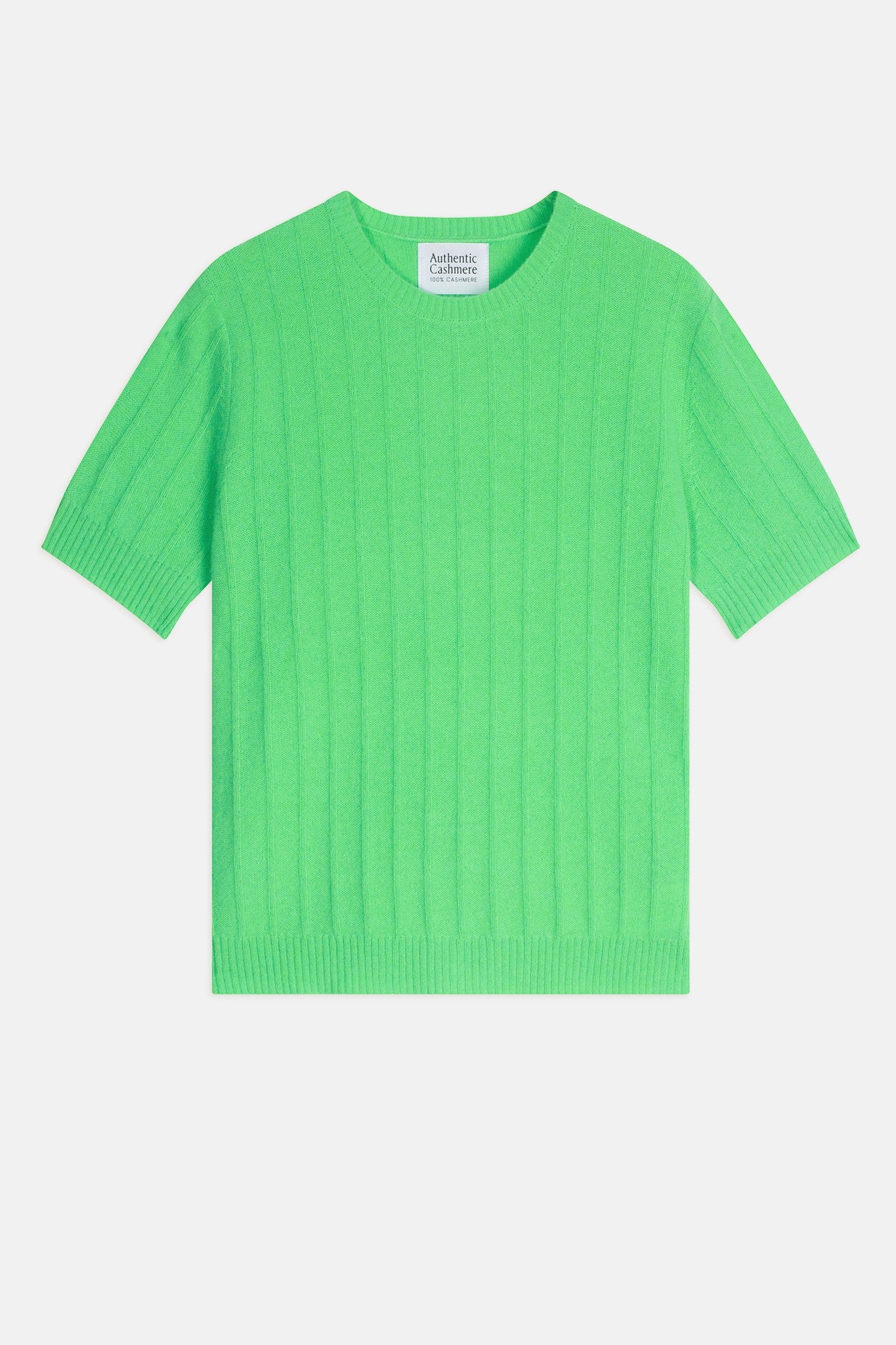 elira t-shirt col rond vert fluo 100% cachemire
