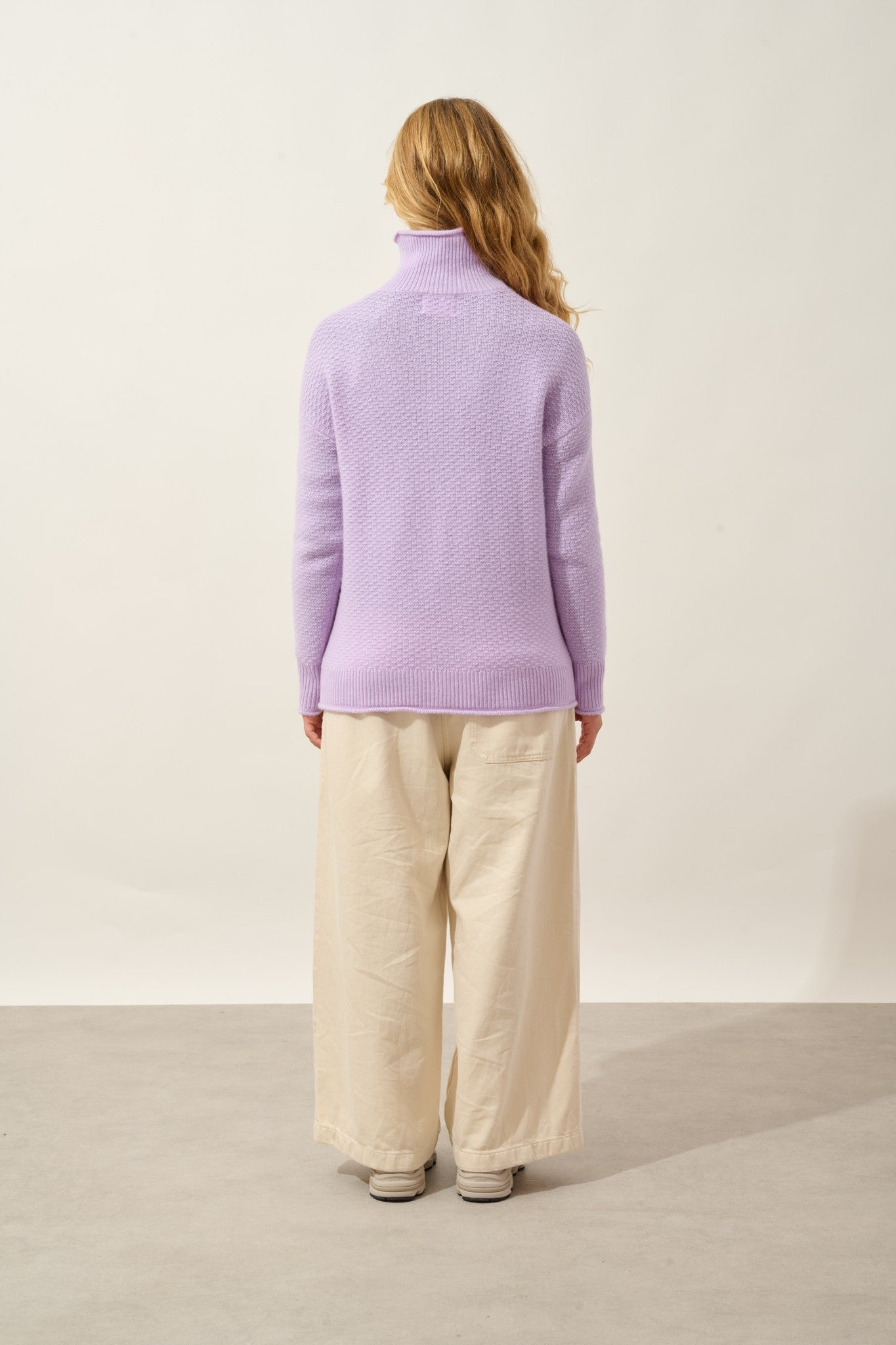 elodie pull col mantant 6 fils mauve 100% cachemire