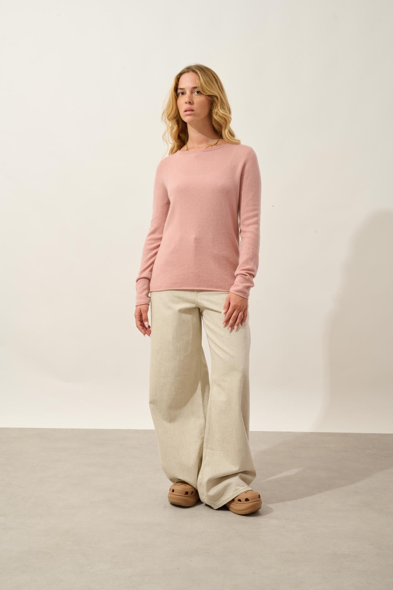 EPÉNA Pullover mit Rundhalsausschnitt Rosenholz 100% Kaschmir