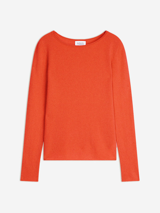 EPÉNA orange round-neck sweater 100% cashmere