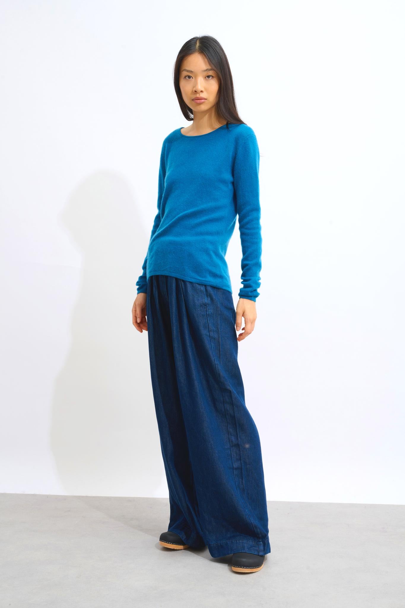 EPÉNA Pullover mit Rundhalsausschnitt Pfau 100% Kaschmir