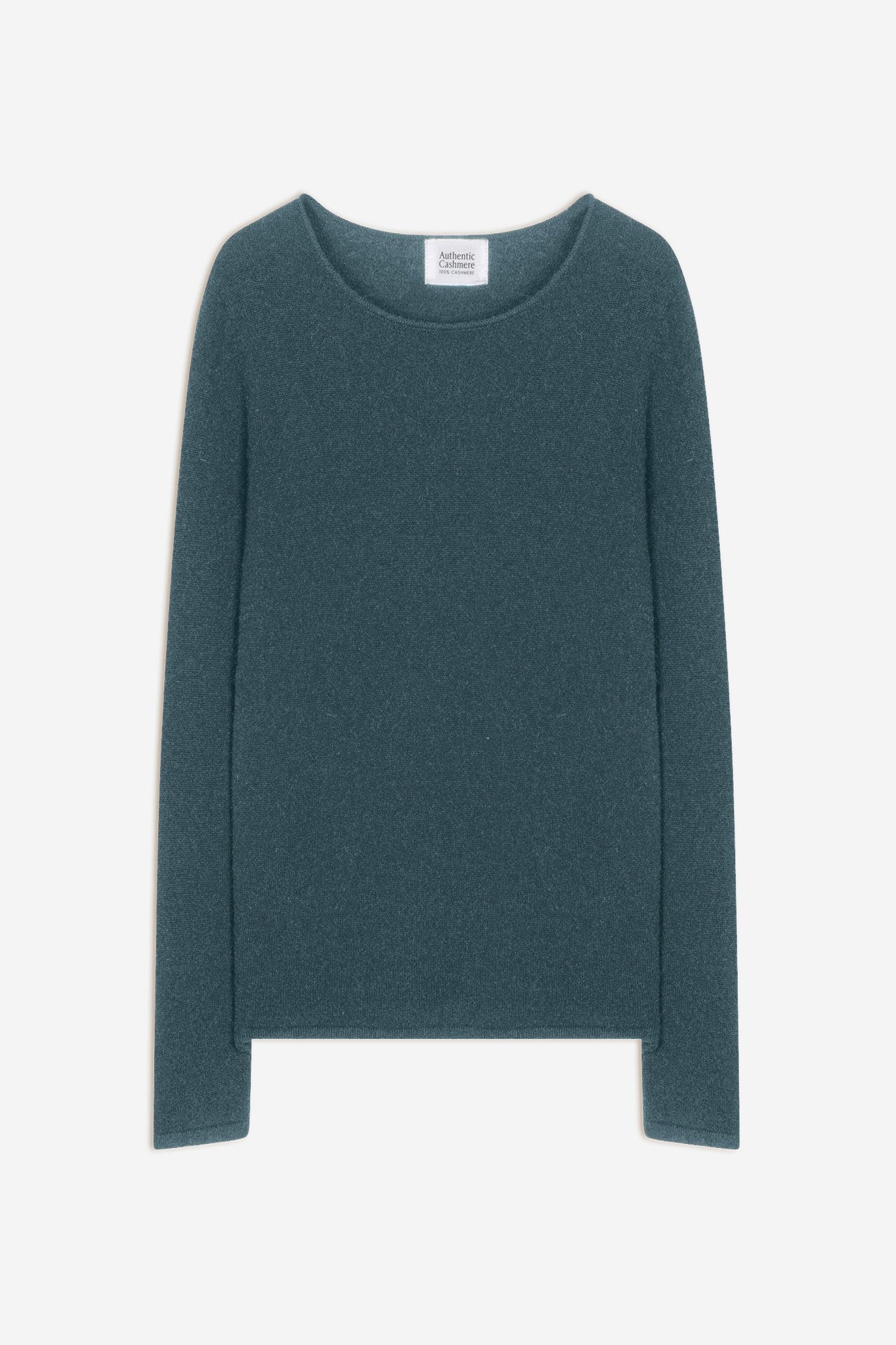 epéna pull col rond vert canard chiné 100% cachemire