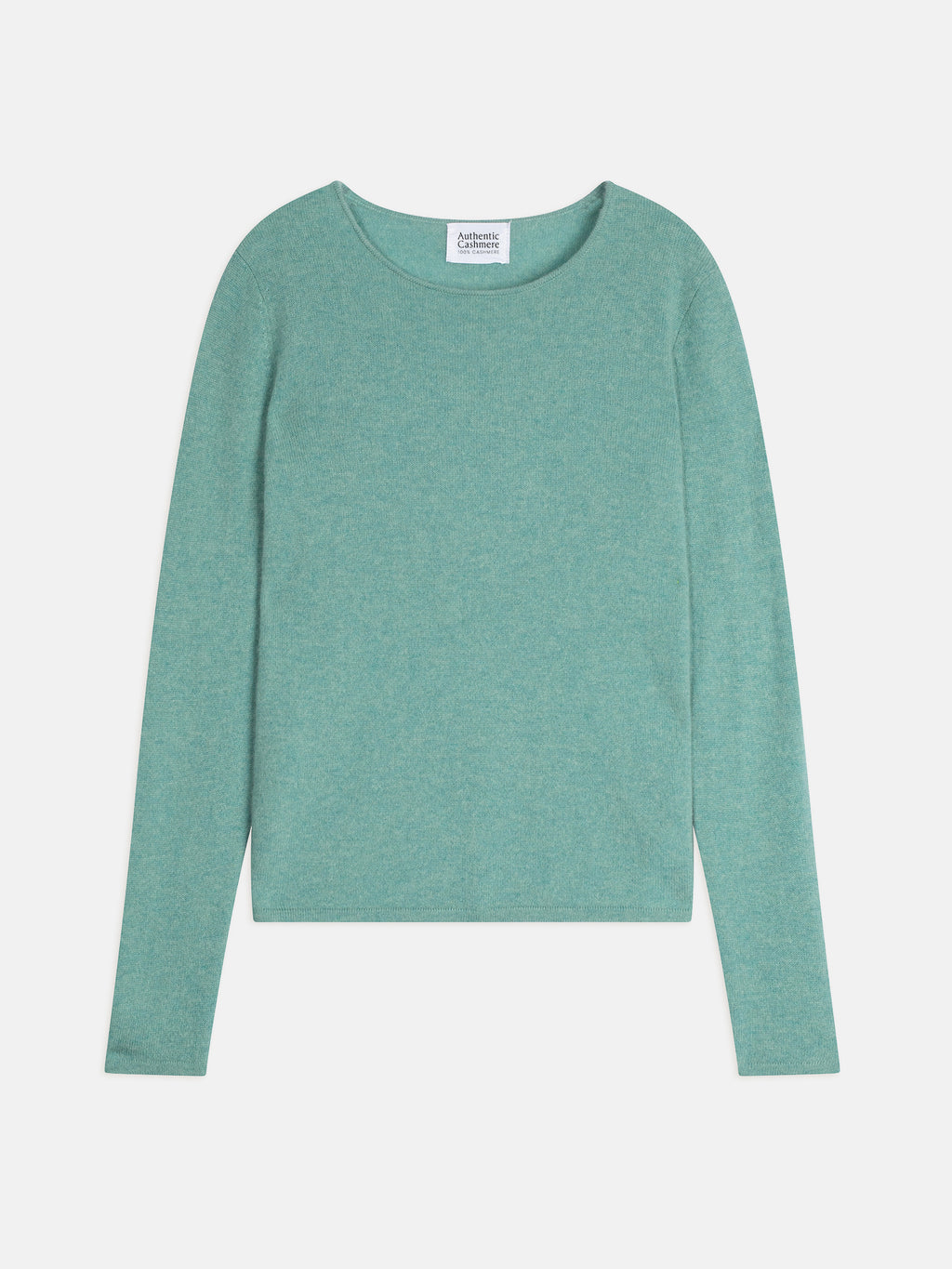EPÉNA pull col rond vert chiné 100% cachemire