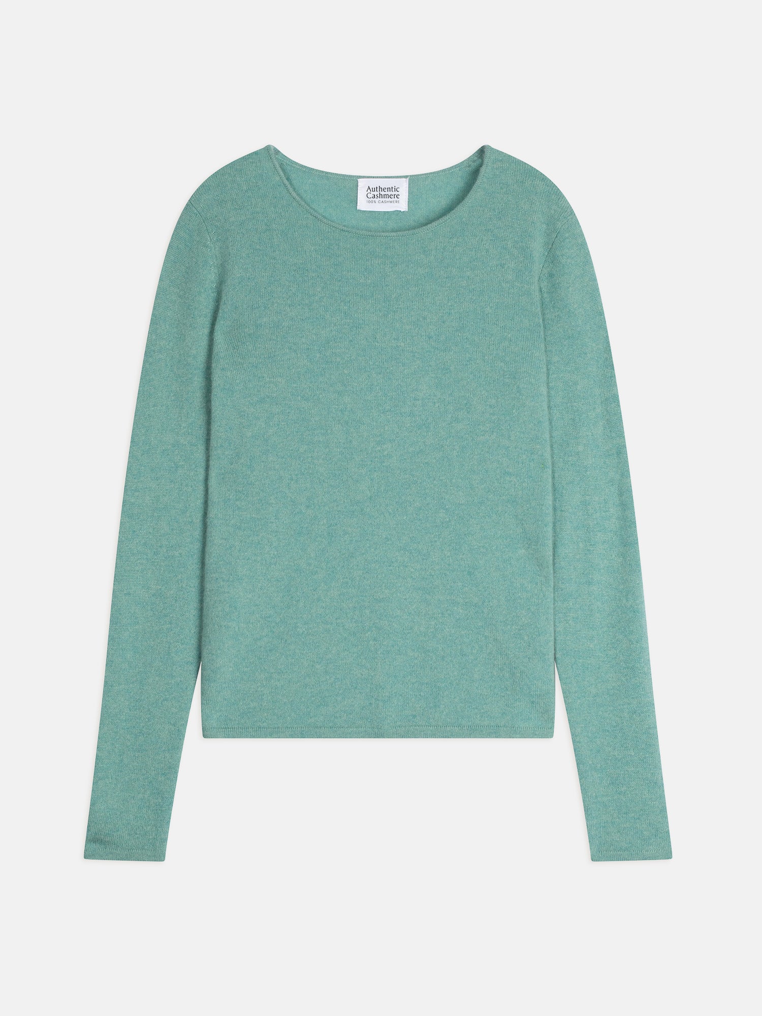 EPÉNA pull col rond vert chiné 100% cachemire