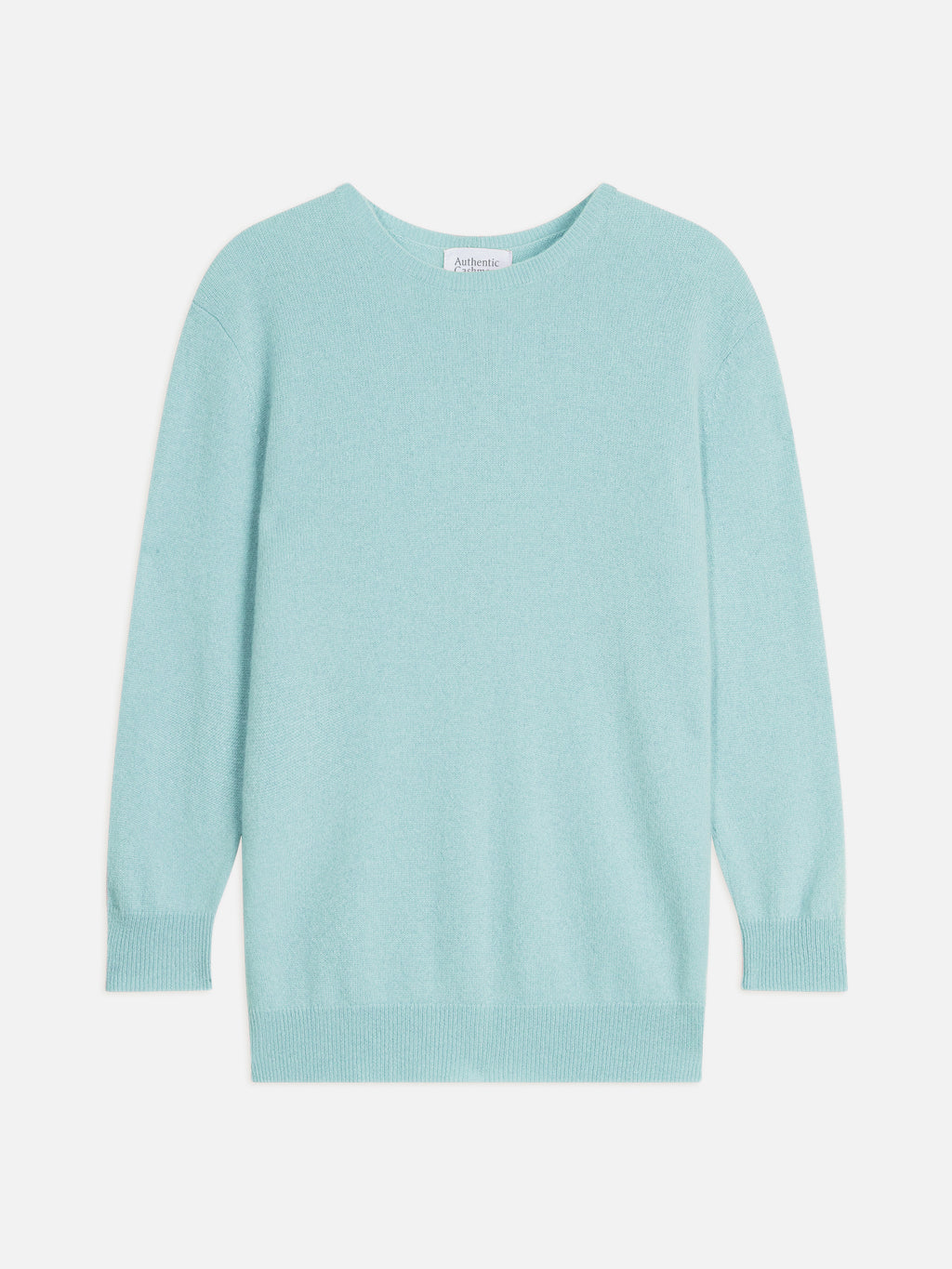 ESTARIS pull col rond boutonné dos aqua 100% cachemire
