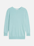ESTARIS pull col rond boutonné dos aqua 100% cachemire