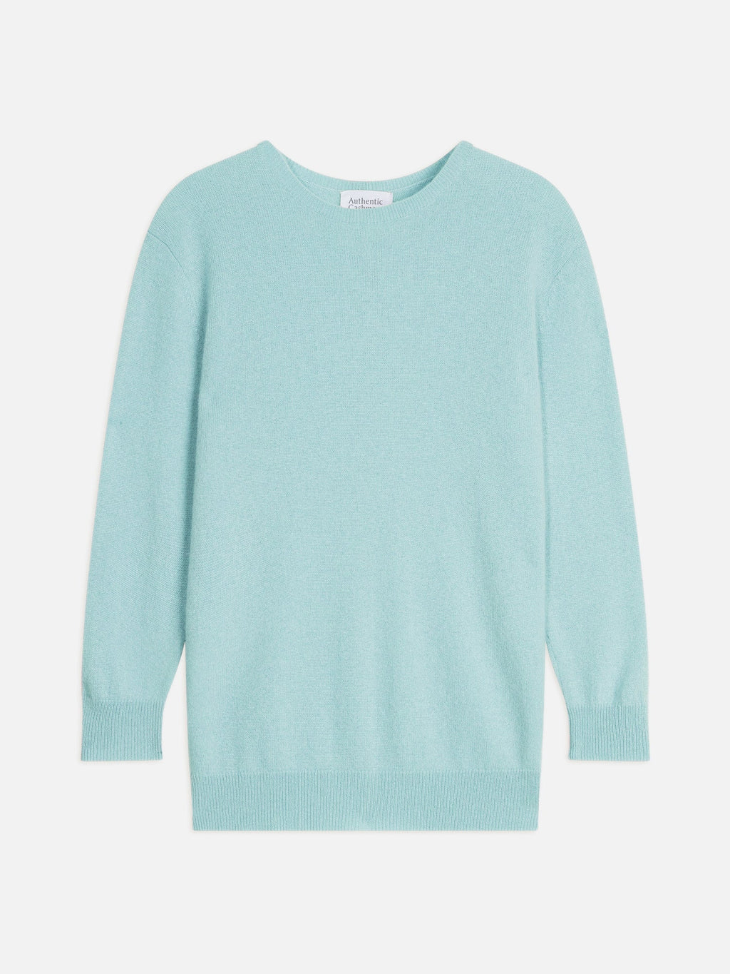 ESTARIS pull col rond boutonné dos aqua 100% cachemire