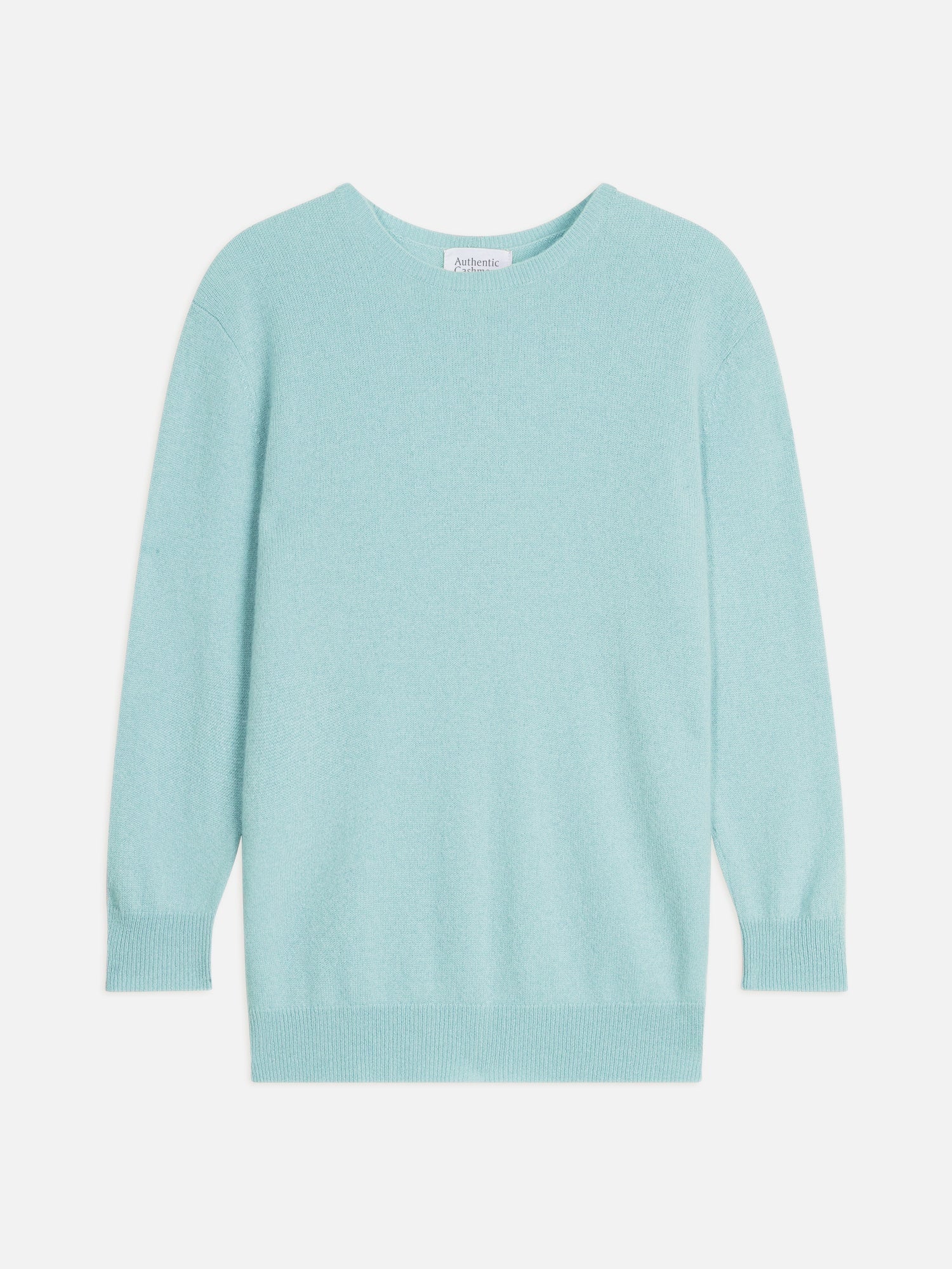ESTARIS pull col rond boutonné dos aqua 100% cachemire