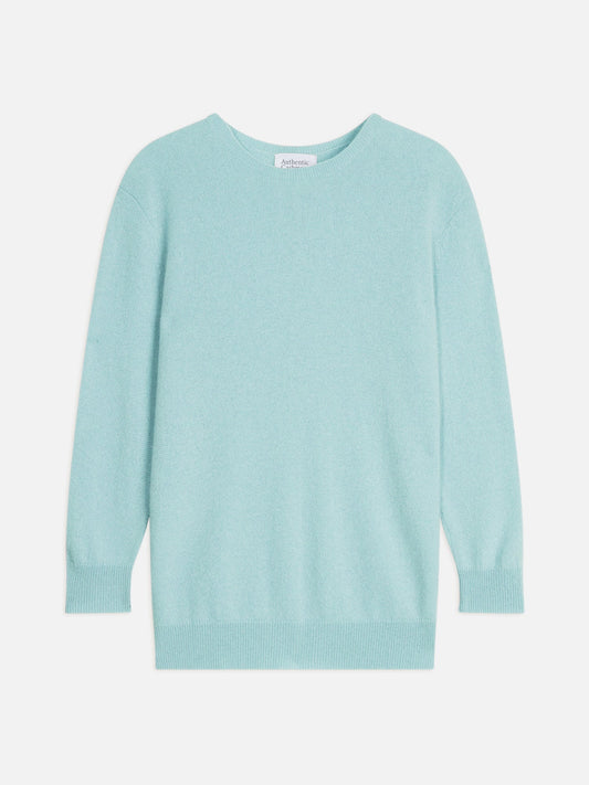 ESTARIS round-neck button-down sweater aqua 100% cashmere