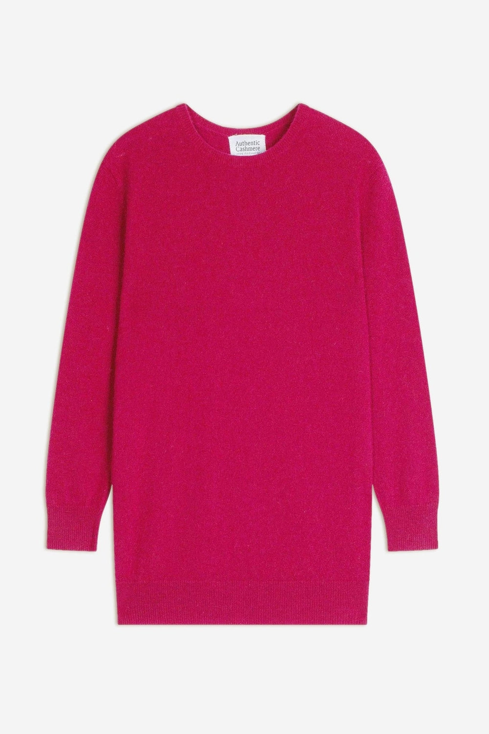 estaris pull col rond boutonné dos fuchsia 100% cachemire