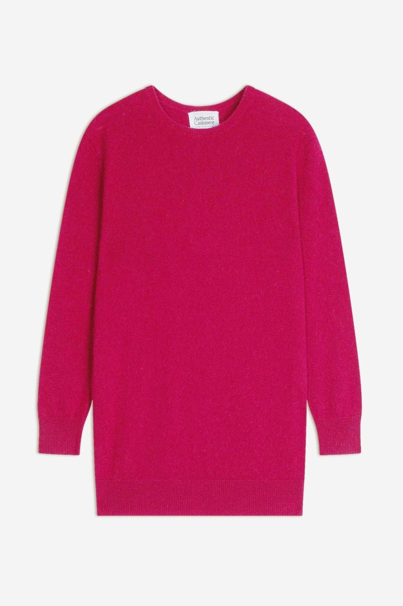 estaris pull col rond boutonné dos fuchsia 100% cachemire