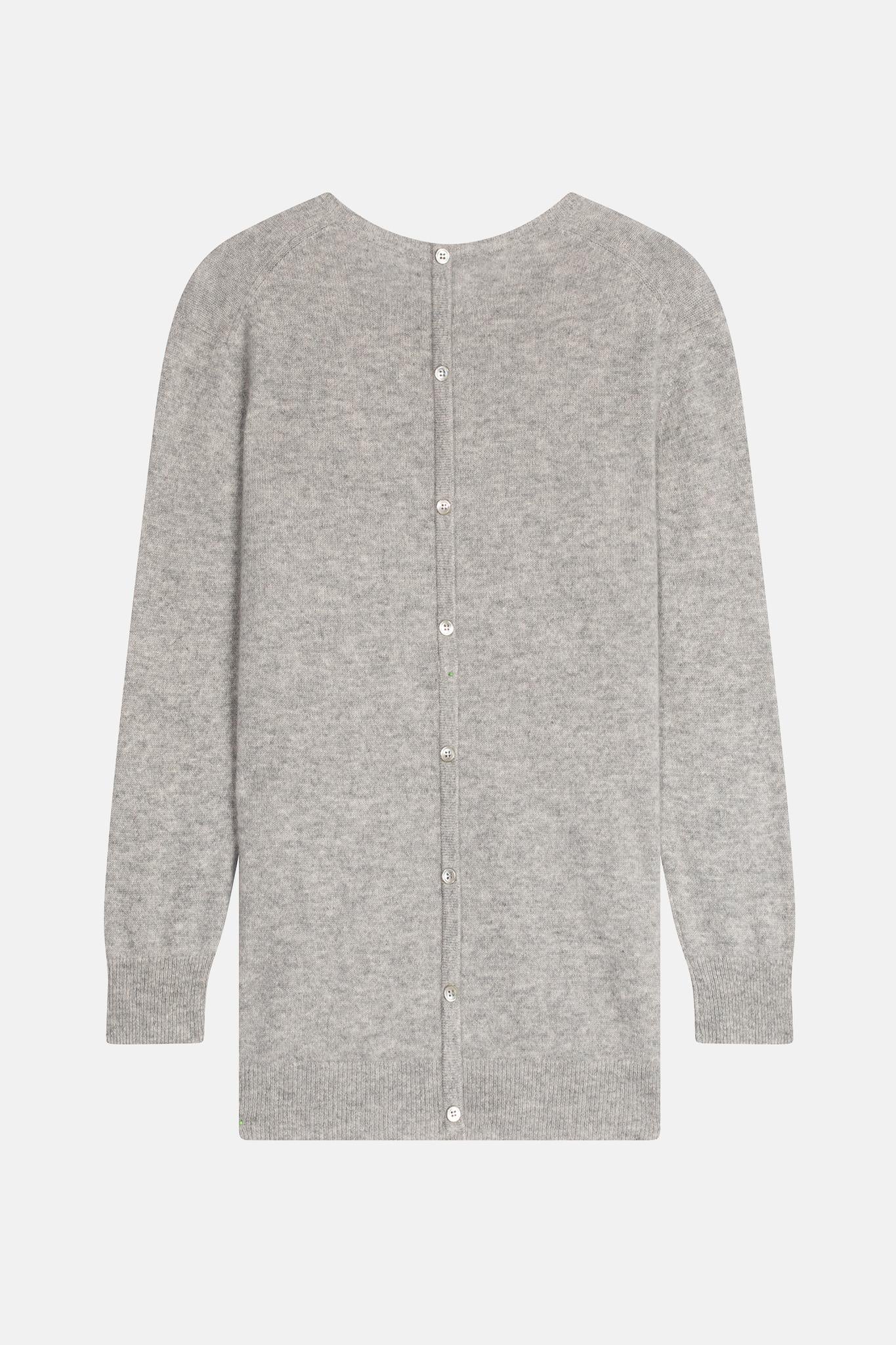 ESTARIS round-neck sweater with buttoned cloud back mottled 100% cashmere