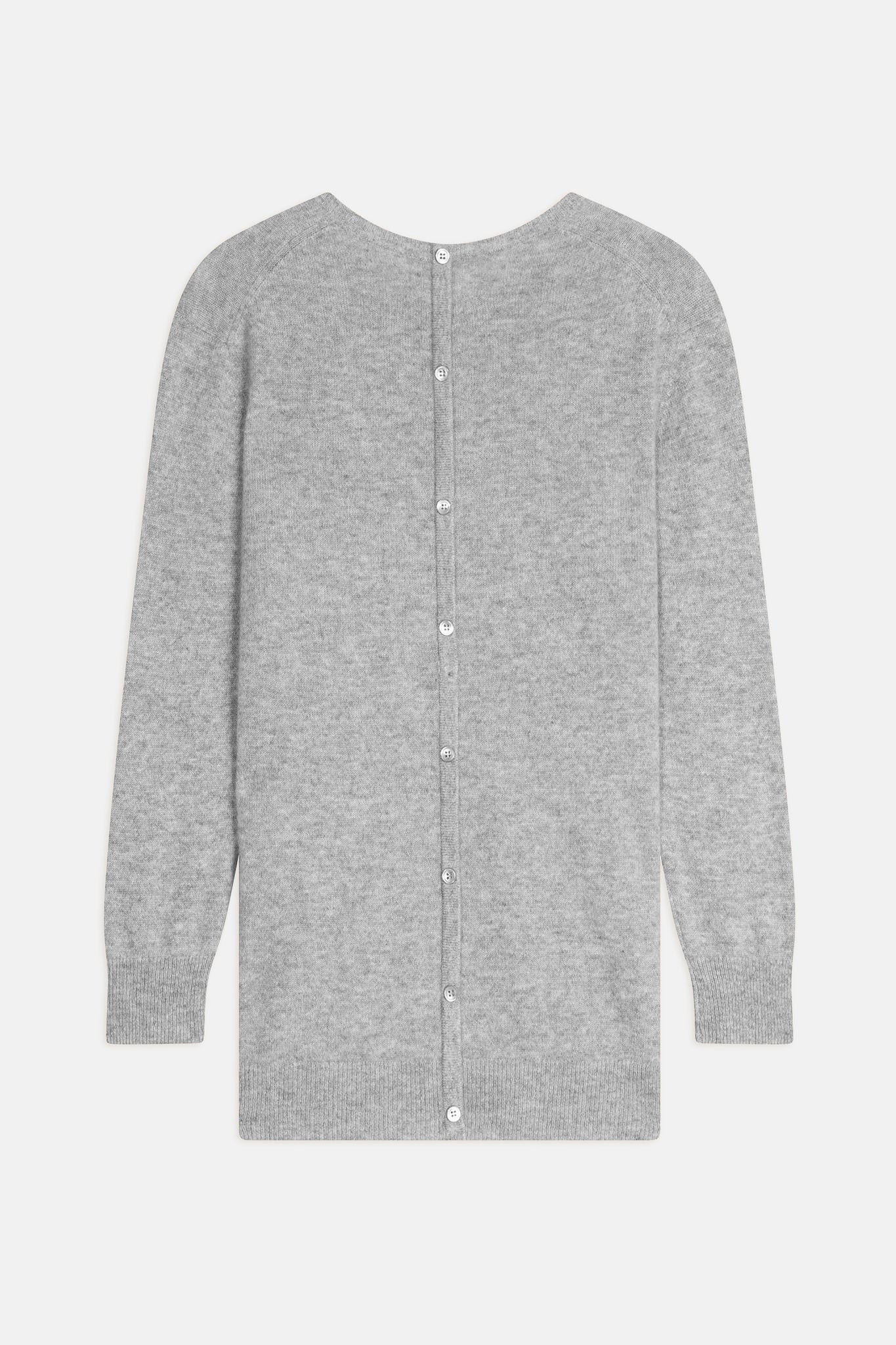 ESTARIS Pullover Rundhalsausschnitt geknöpft Rücken Wolke meliert 100% Kaschmir