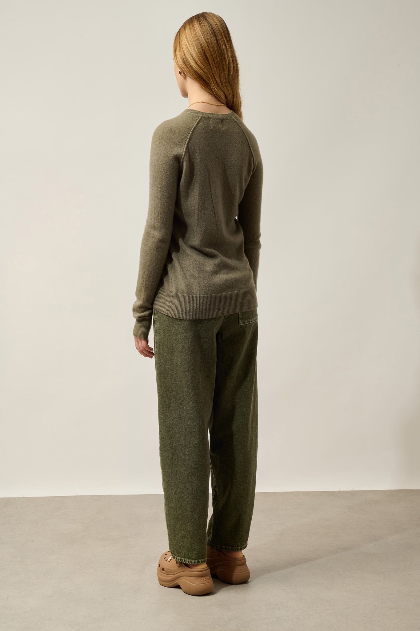 ETRET army round-neck sweater 100% cashmere