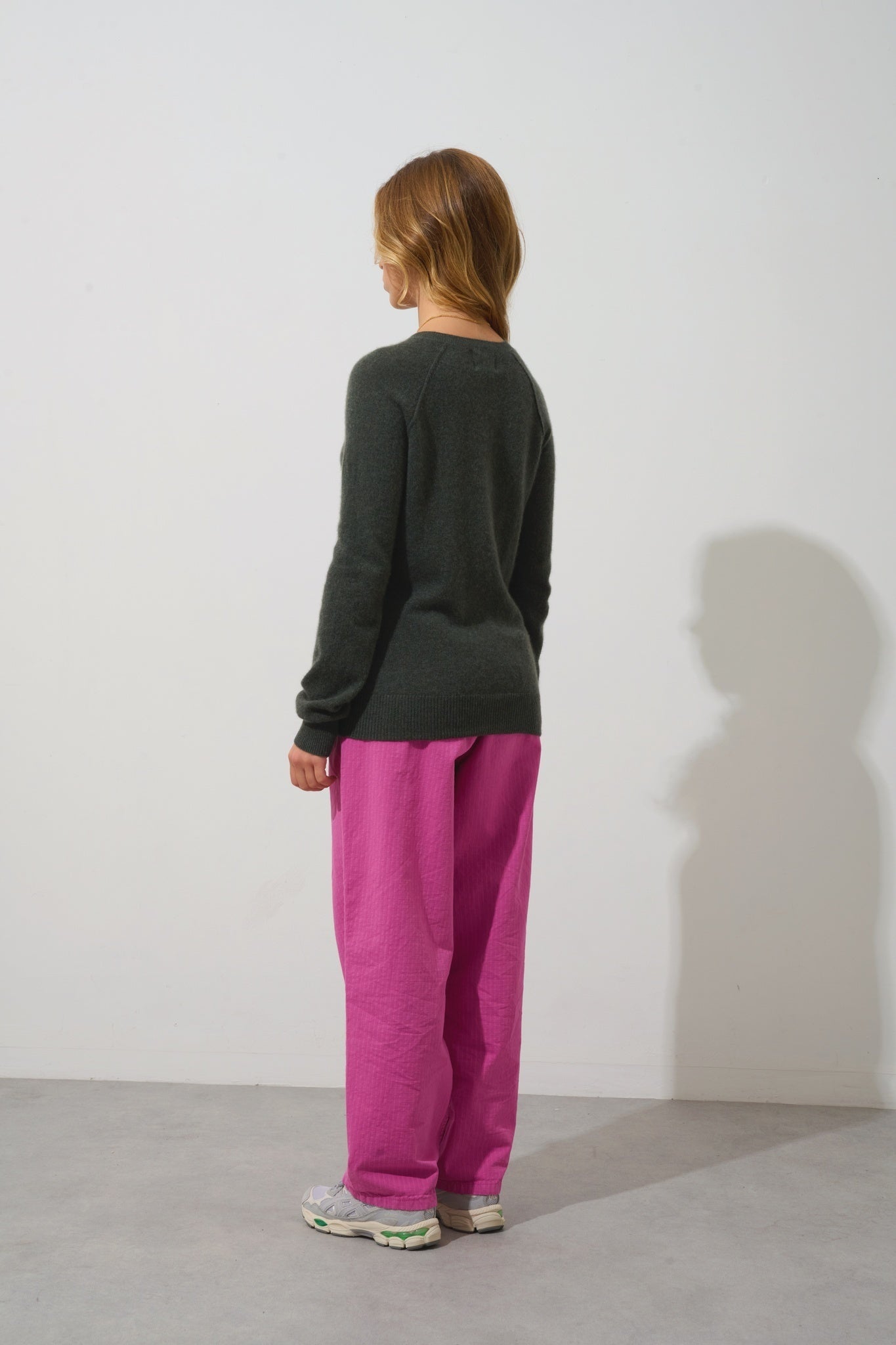 ETRET Pullover mit Rundhalsausschnitt khaki meliert 100% Kaschmir