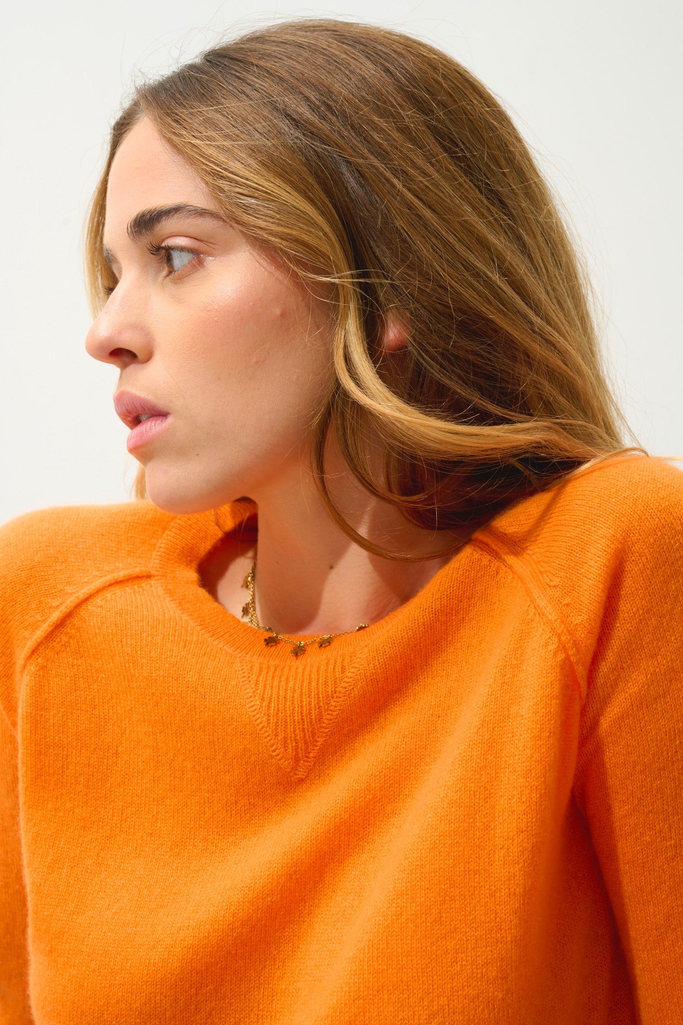 etret pull col rond mandarine 100% cachemire