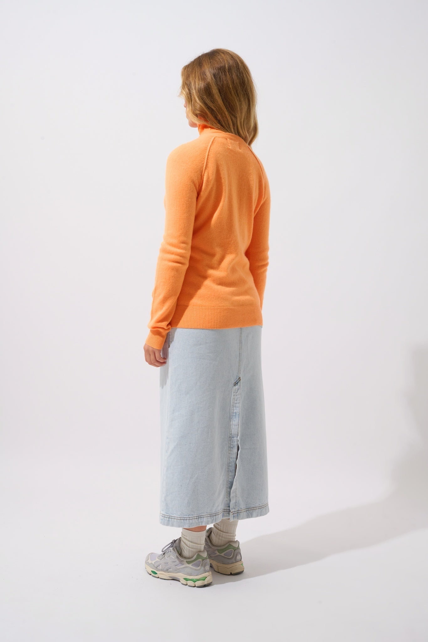 ETRET Pullover Rundhalsausschnitt Mandarine fluo 100% Kaschmir