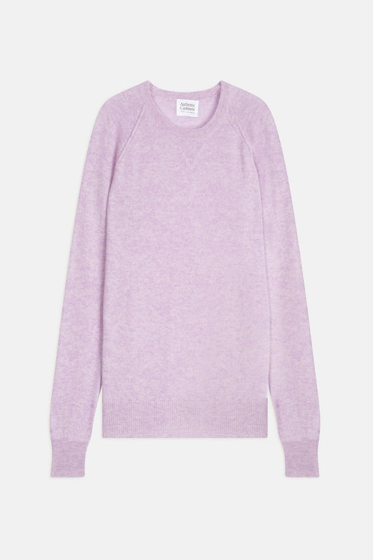 etret pull col rond mauve chiné 100% cachemire