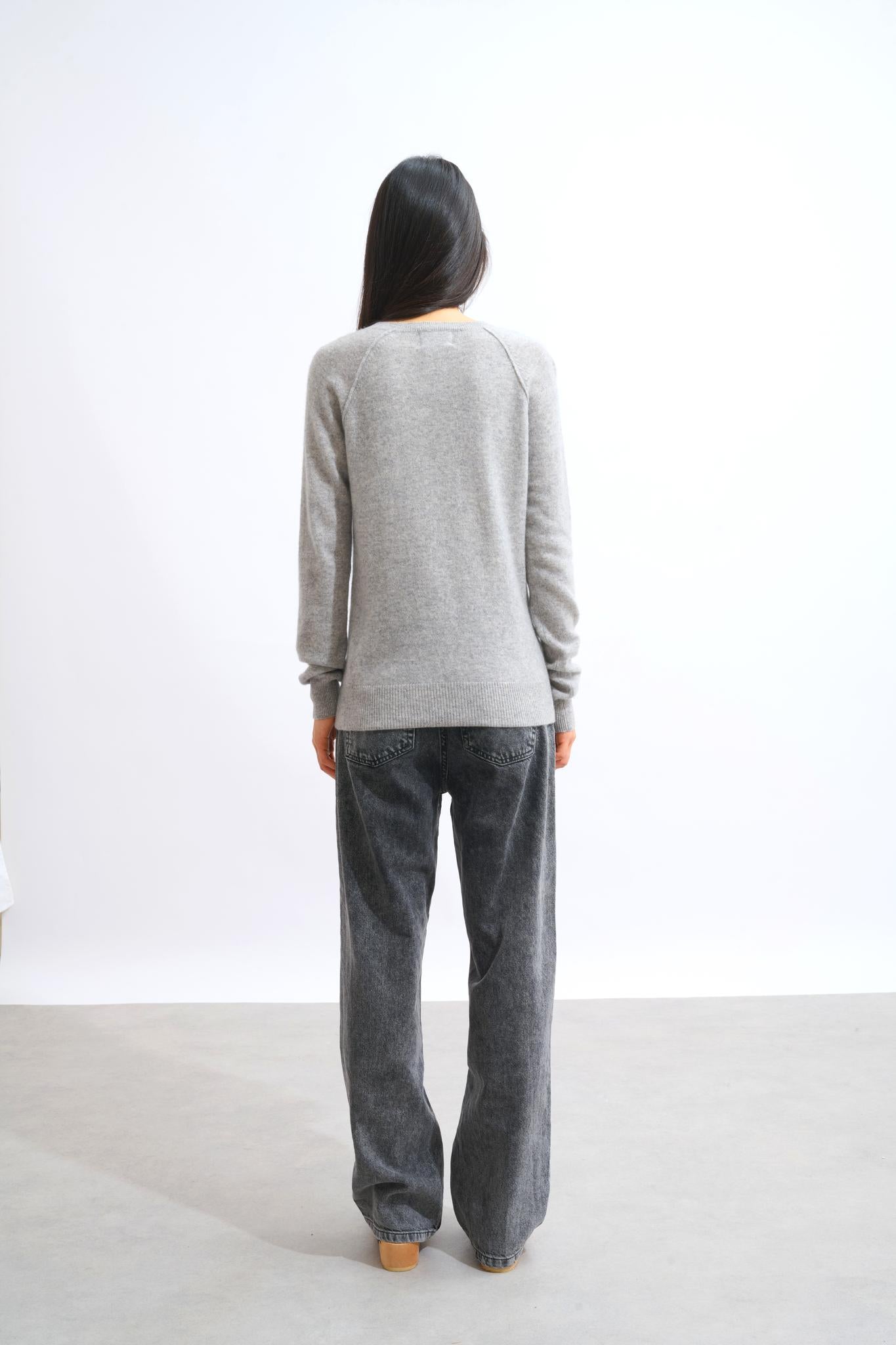 ETRET pull col rond nuage chiné 100% cachemire