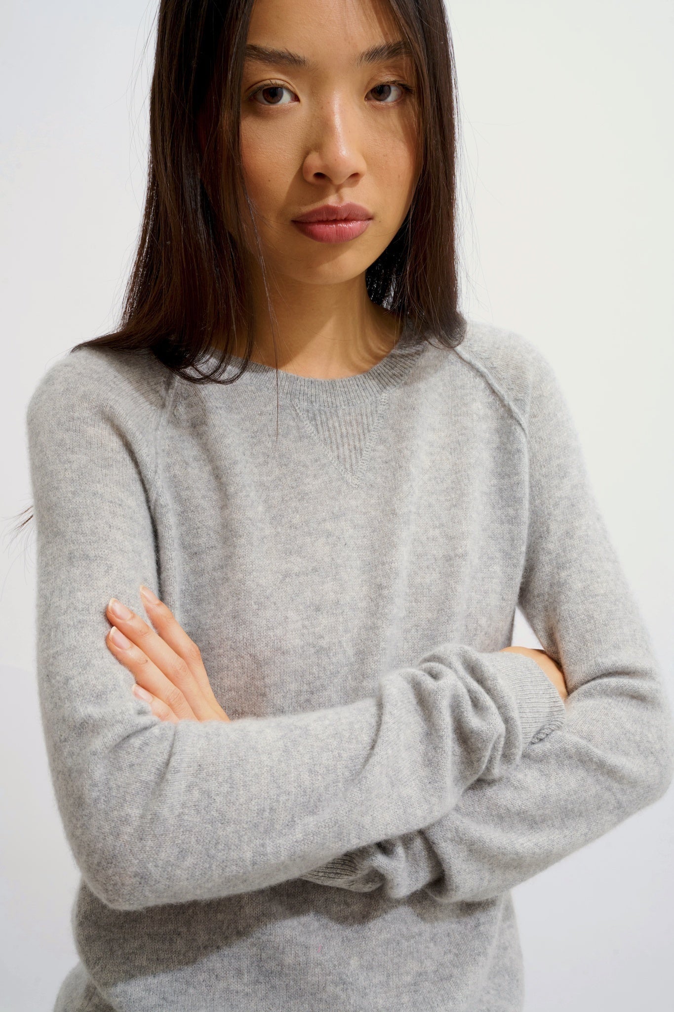 ETRET Pullover mit Rundhalsausschnitt Wolke meliert 100% Kaschmir