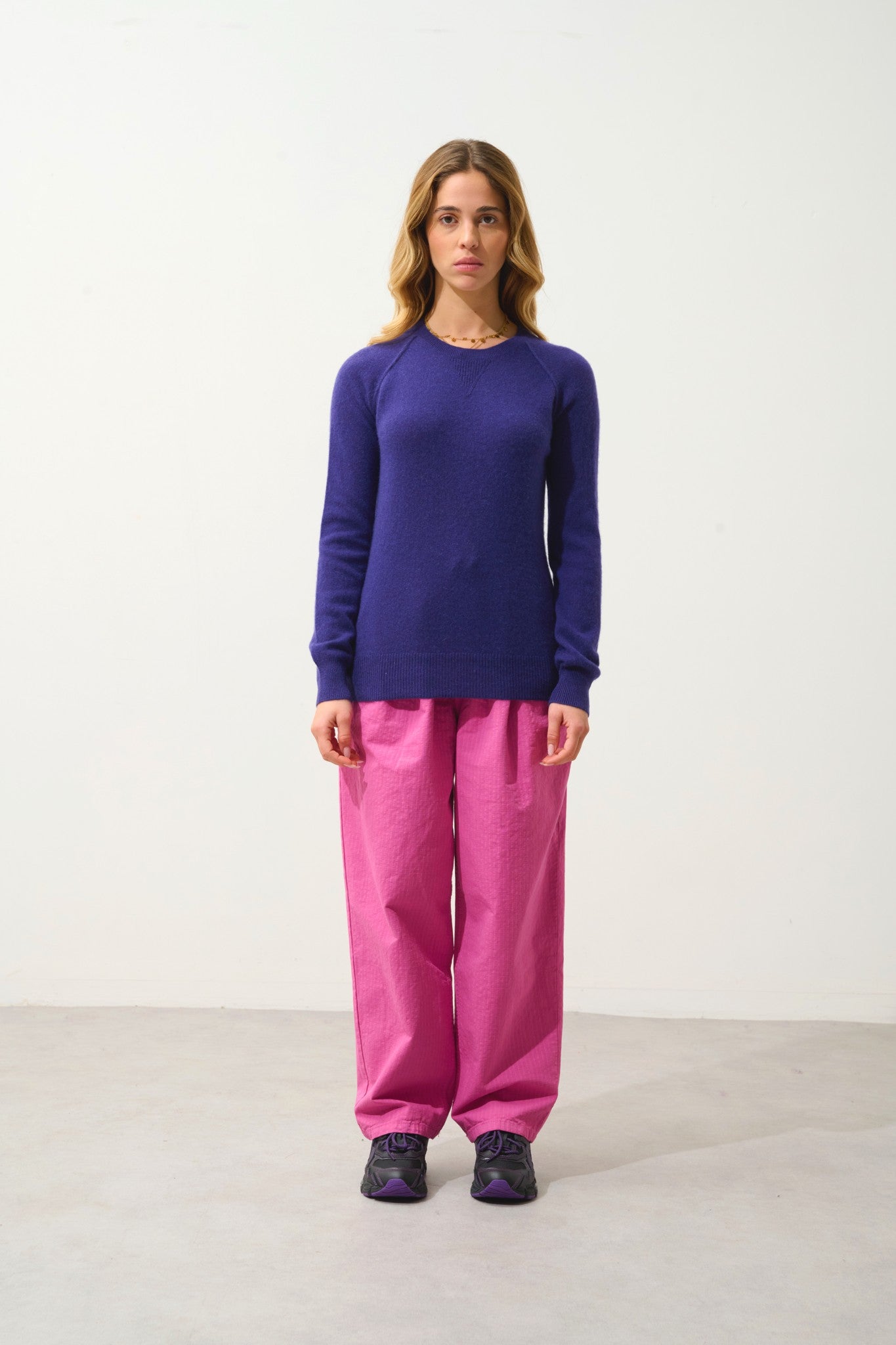 etret pull col rond purple 100% cachemire