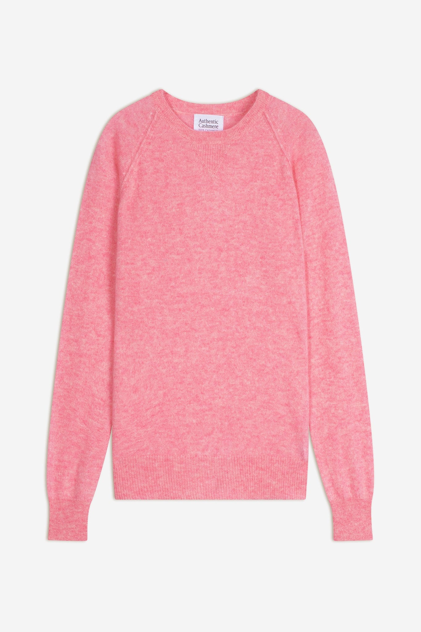 etret pull col rond rose chiné 100% cachemire