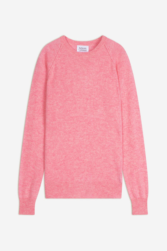 etret pull col rond rose chiné 100% cachemire