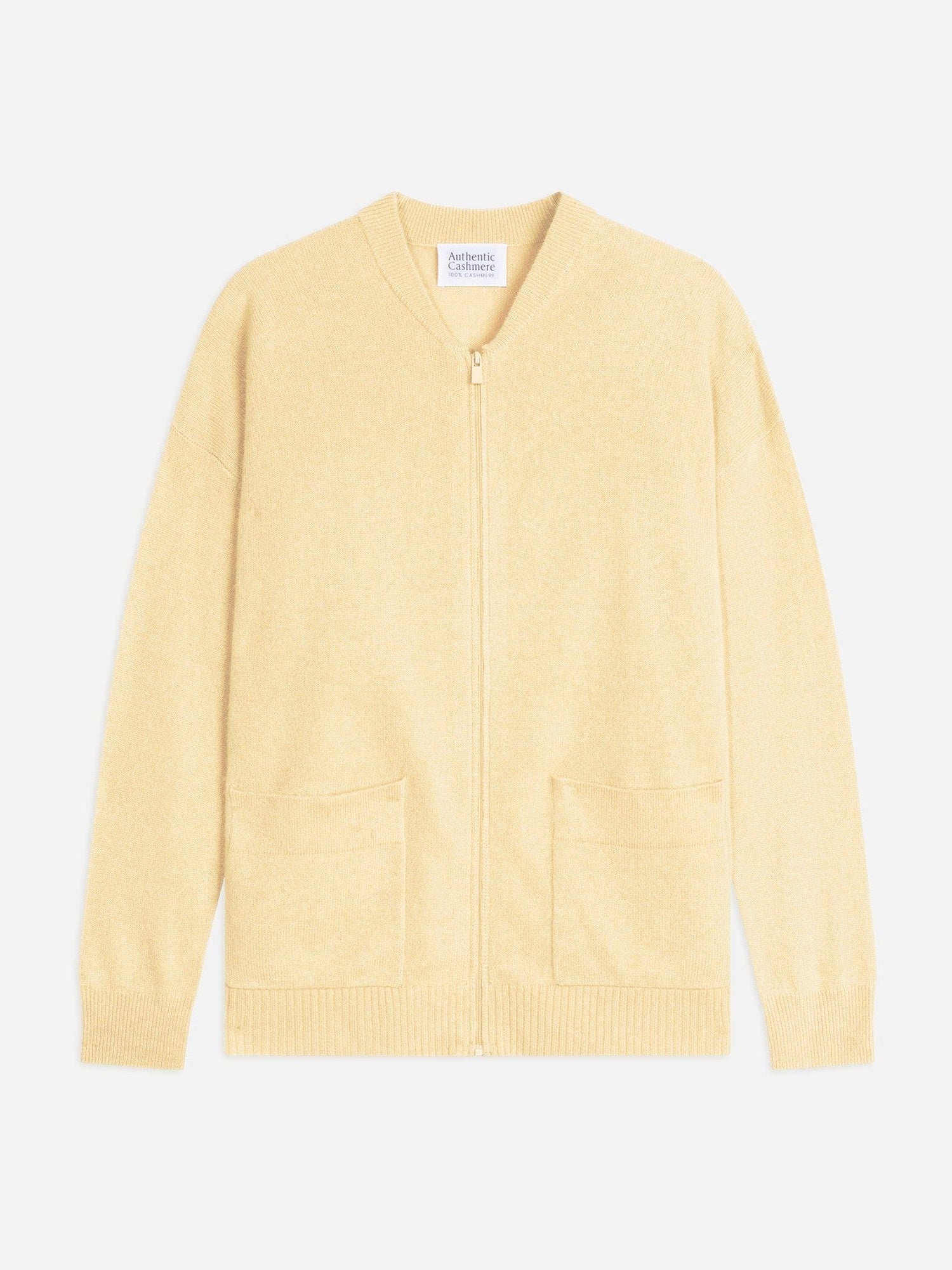 evriel gilet zippé col mao limonade 100% cachemire