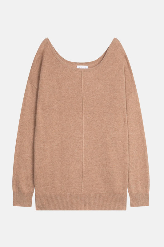 FARAUT Pullover mit Rundhalsausschnitt camel meliert 100% Kaschmir