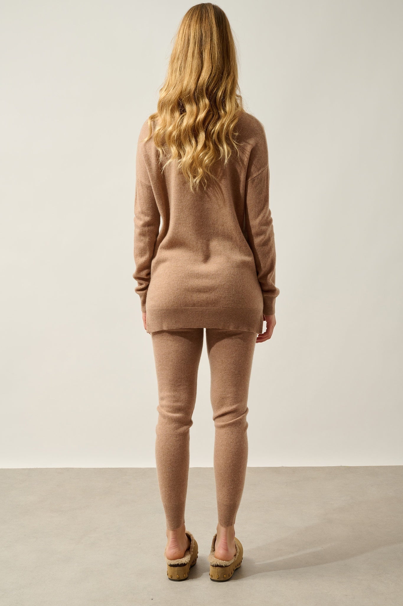 FARAUT pull col rond camel chiné 100% cachemire