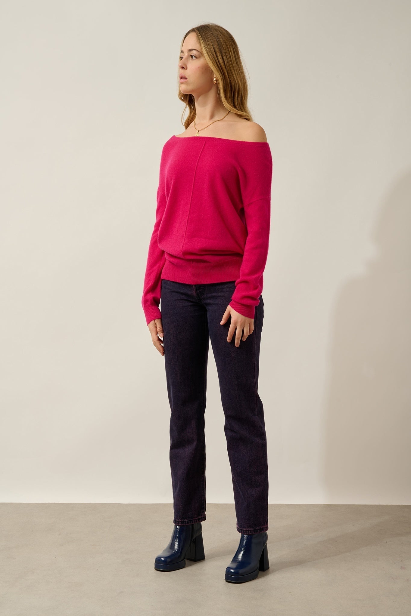 FARAUT Pullover mit Rundhalsausschnitt fuchsia 100% Kaschmir