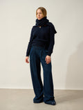 FARAUT pull col rond navy 100% cachemire