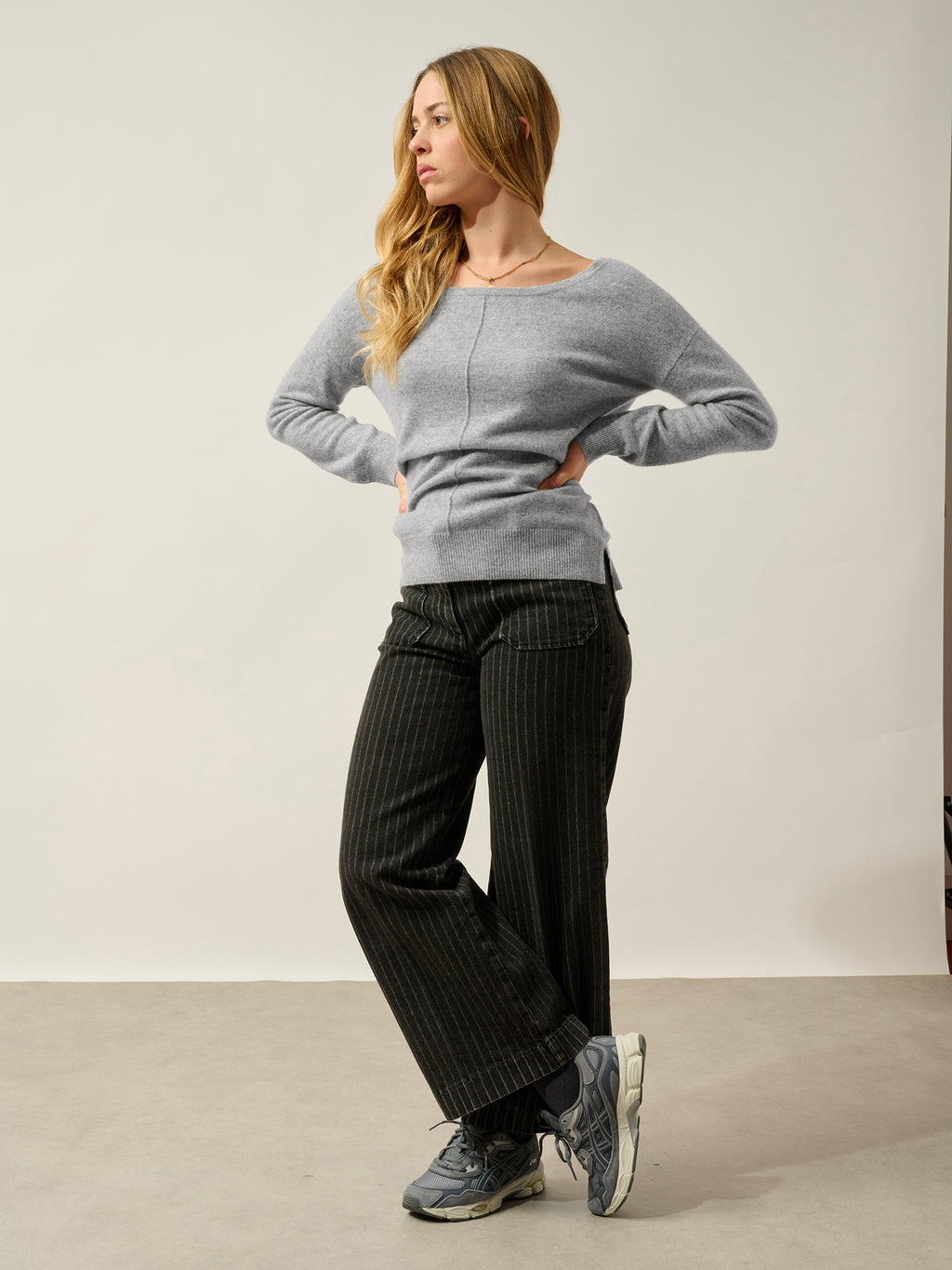 FARAUT pull col rond nuage chiné 100% cachemire
