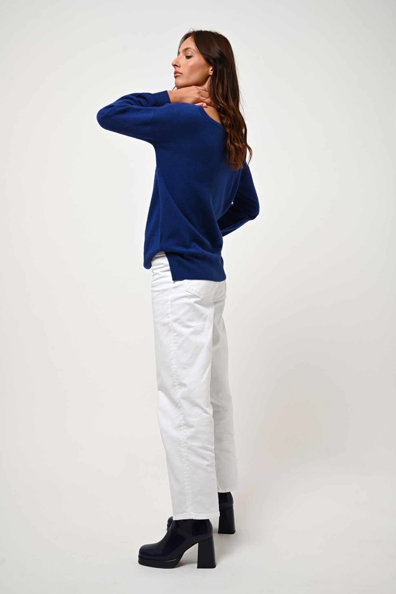 FARAUT 100% cashmere ultramarine round neck sweater