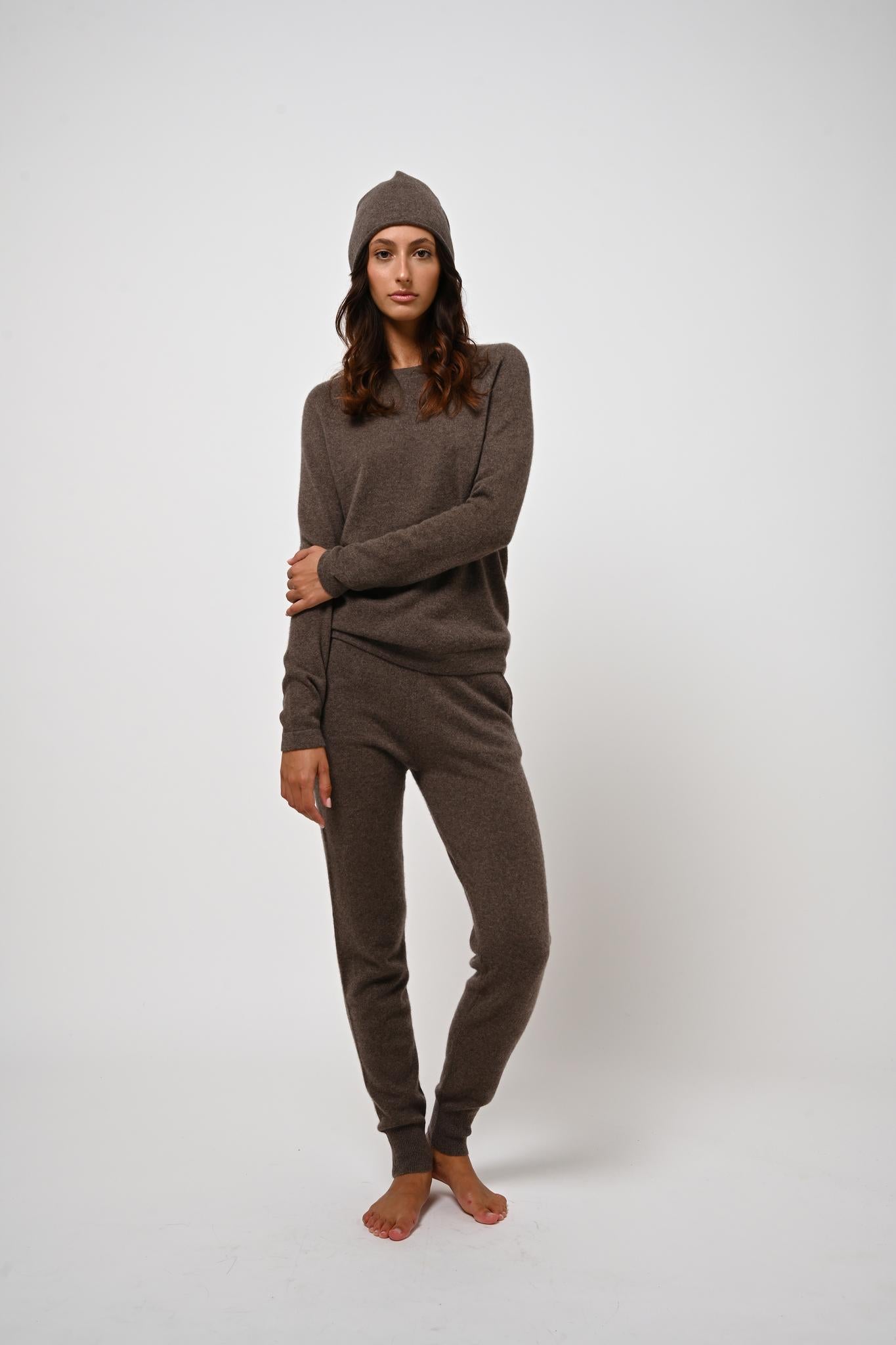 FERRAND taupe mottled jogging suit 100% cashmere