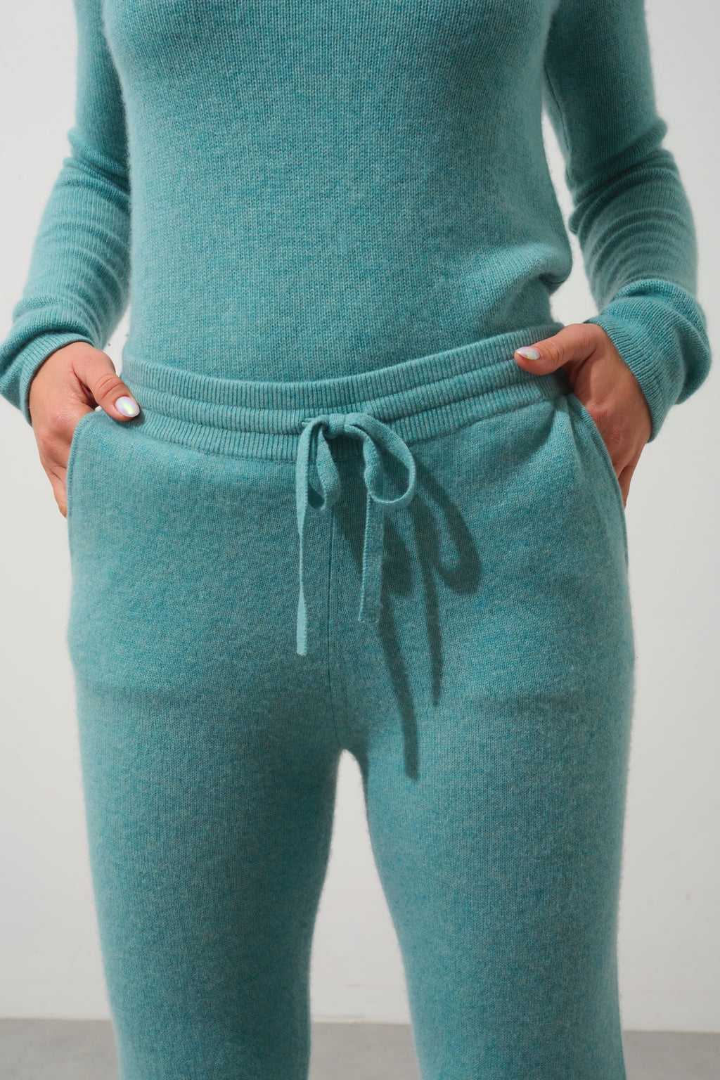 FERRAND jogging vert chiné 100% cachemire