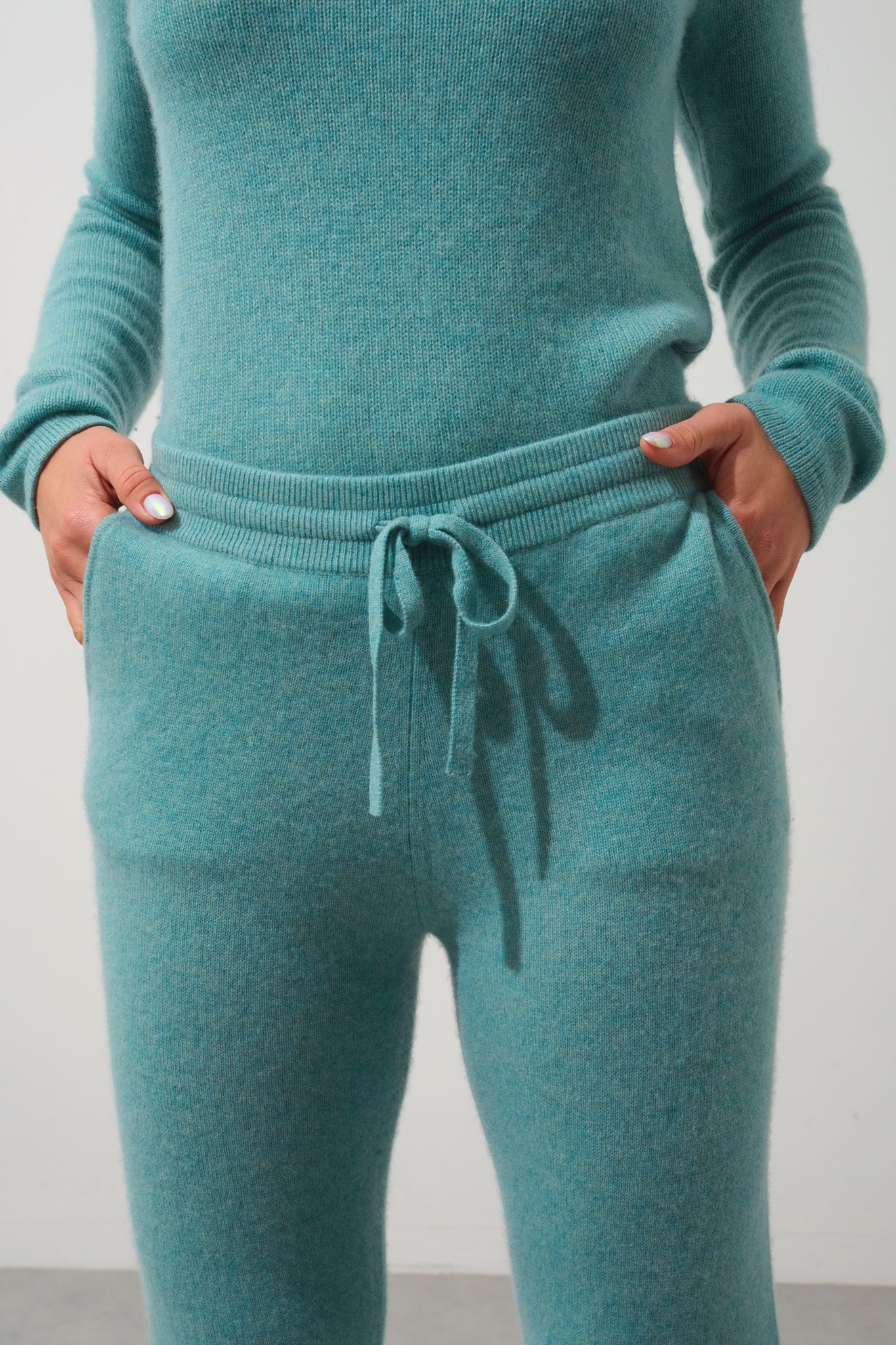 FERRAND jogging vert chiné 100% cachemire