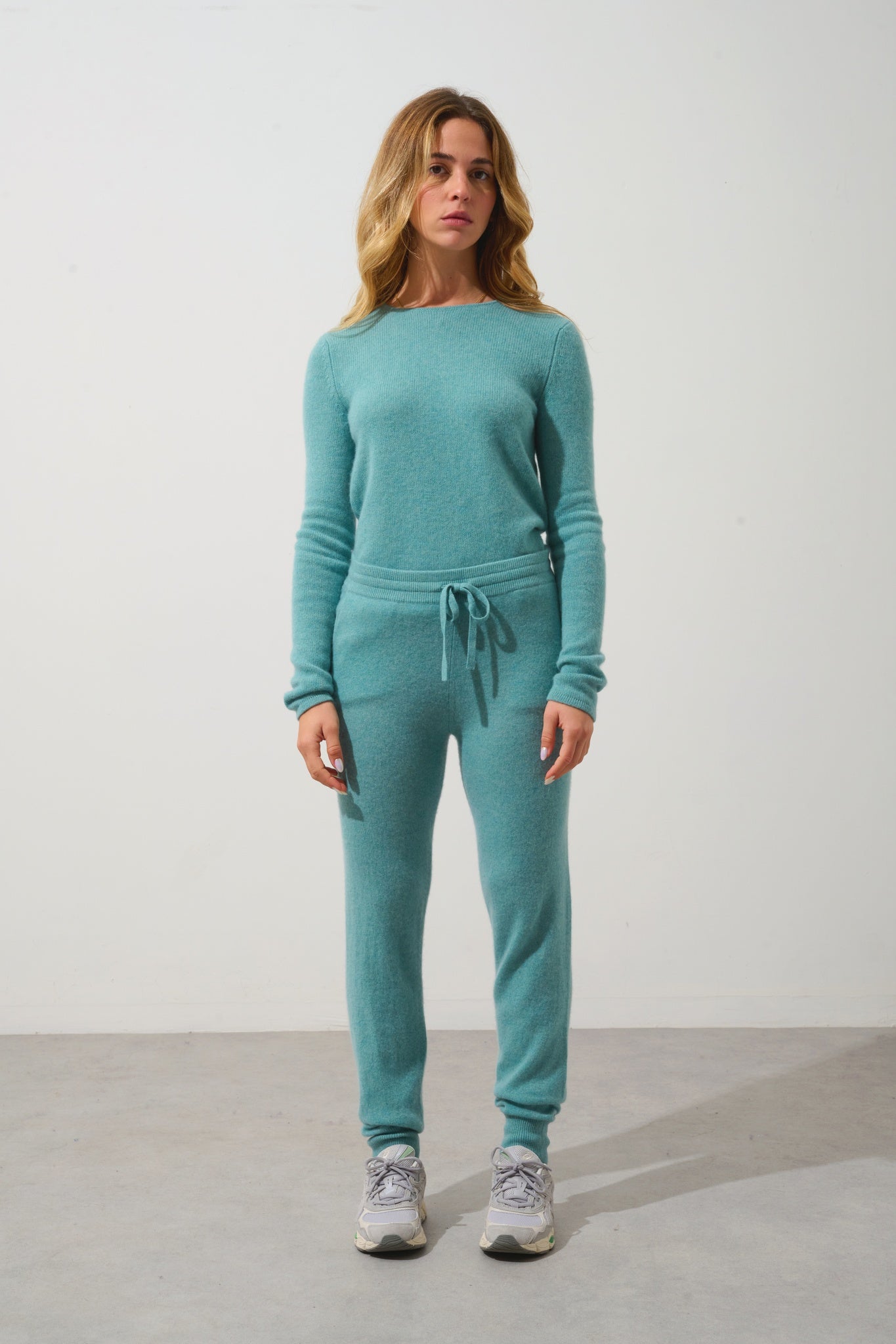 FERRAND jogging vert chiné 100% cachemire