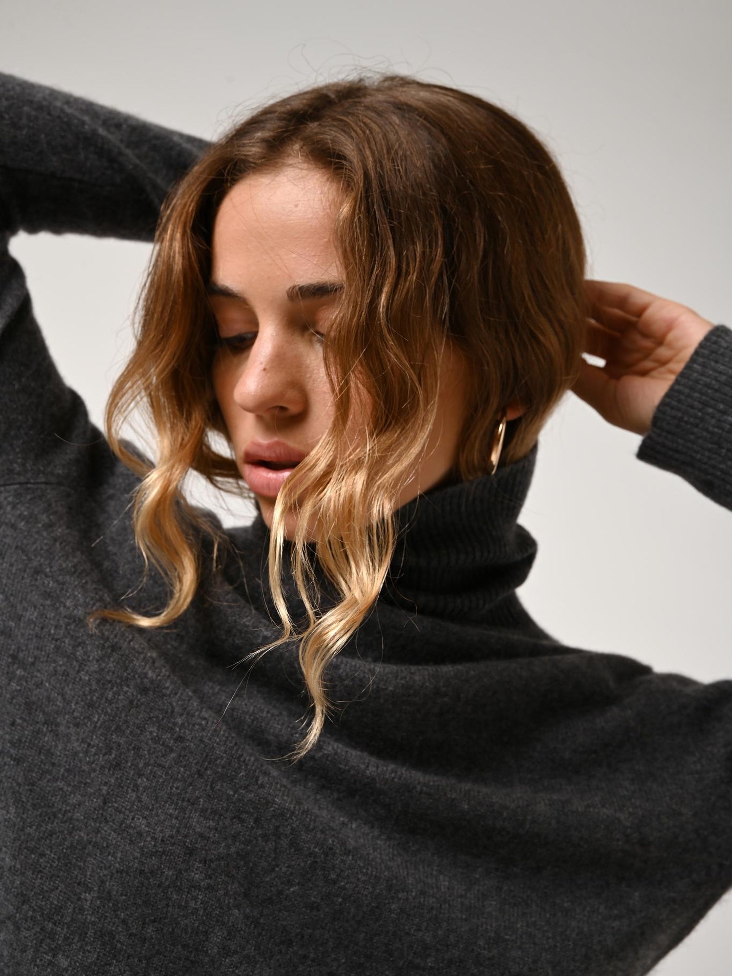 FORNET turtleneck sweater anthracite mottled 100% cashmere