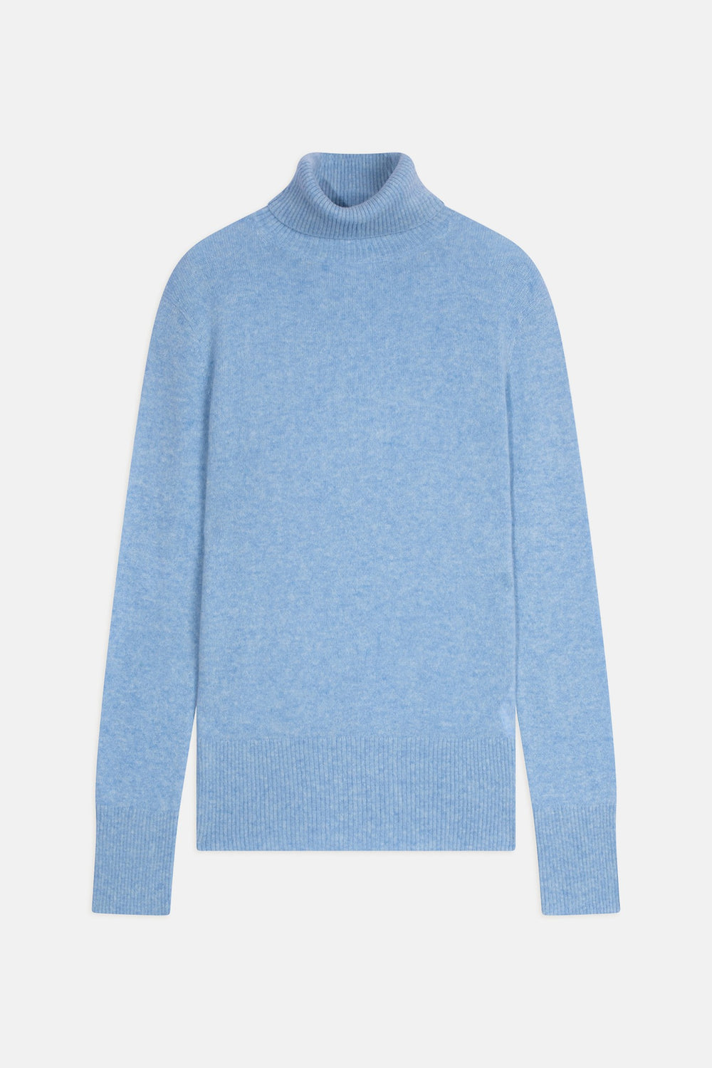 fornet pull col roulé baby blue chiné 100% cachemire