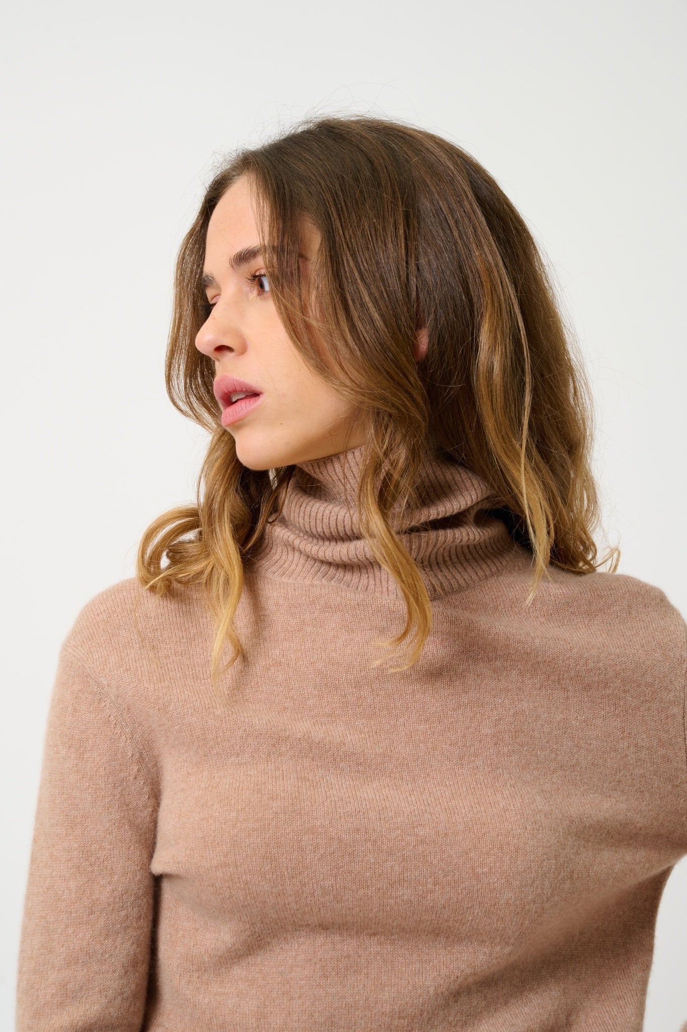 FORNET turtleneck sweater camel mottled 100% cashmere