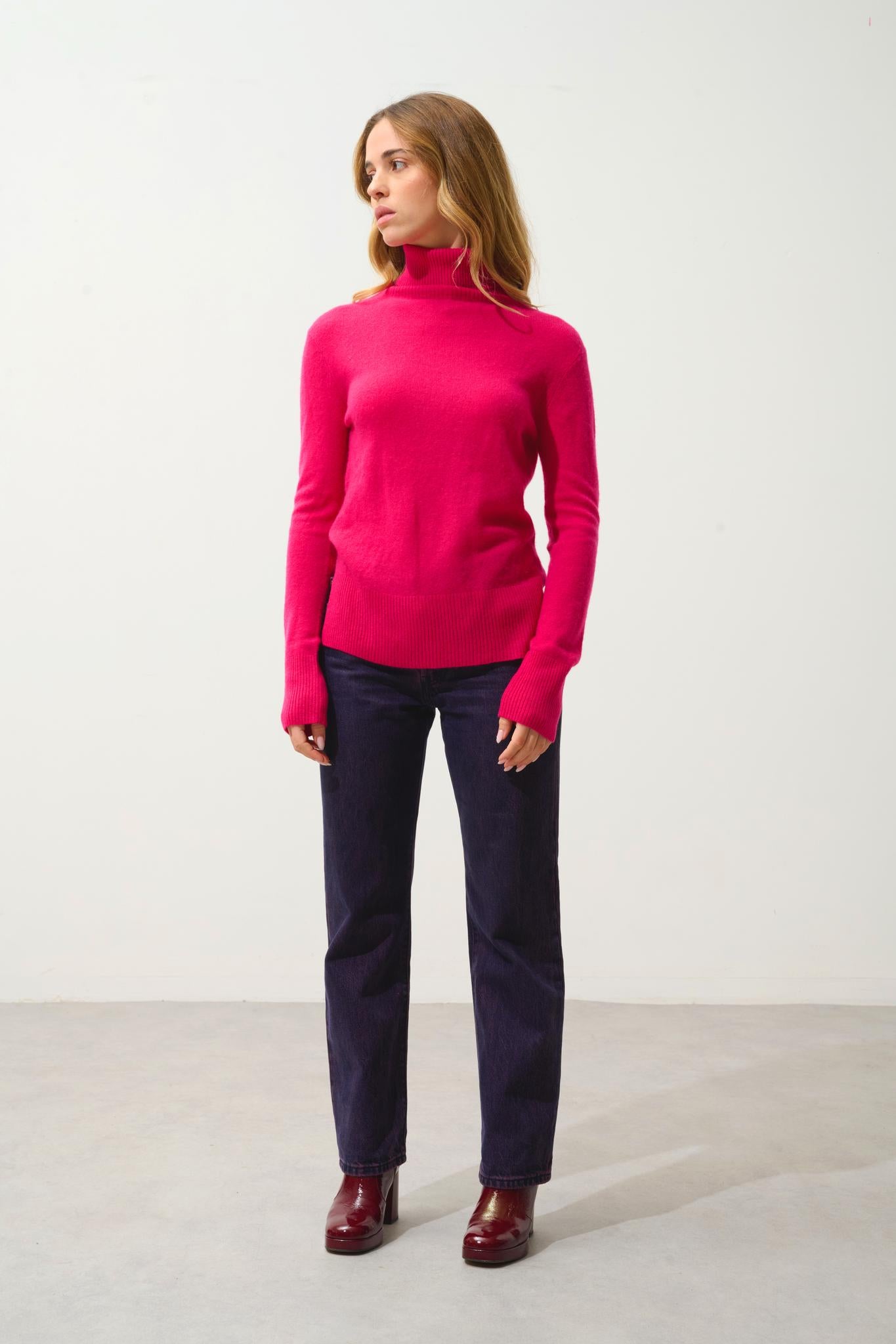 FORNET Rollkragenpullover fuchsia 100% Kaschmir