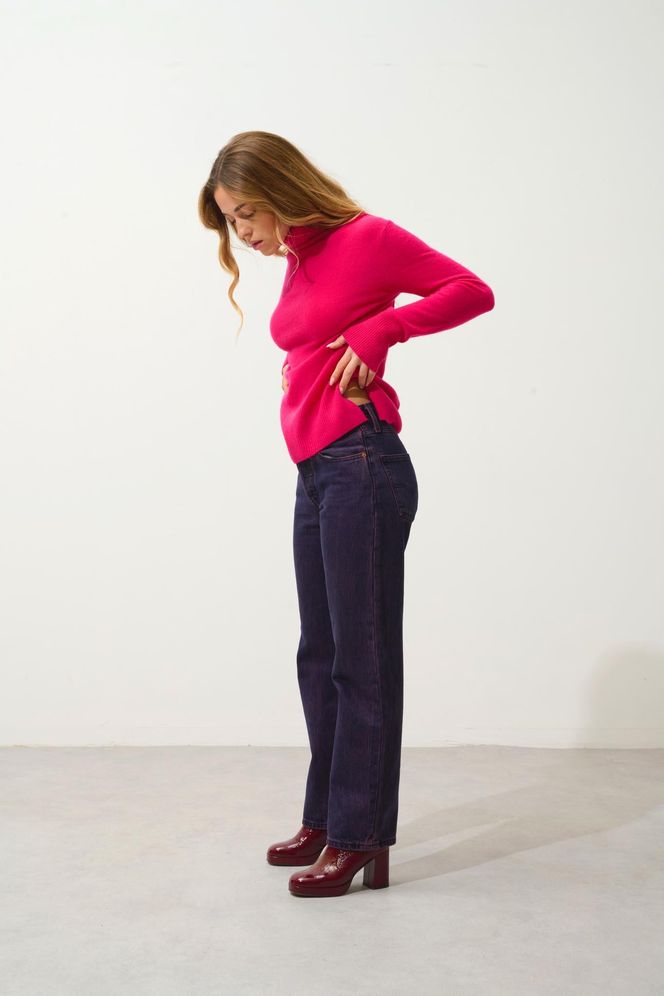 FORNET Rollkragenpullover fuchsia 100% Kaschmir